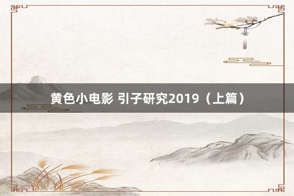 黄色小电影 引子研究2019（上篇）
