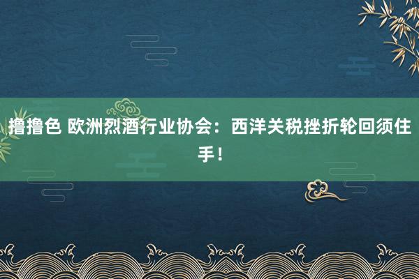 撸撸色 欧洲烈酒行业协会：西洋关税挫折轮回须住手！