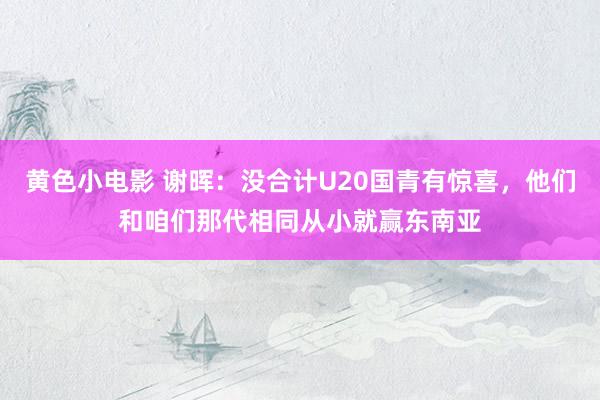 黄色小电影 谢晖：没合计U20国青有惊喜，他们和咱们那代相同从小就赢东南亚