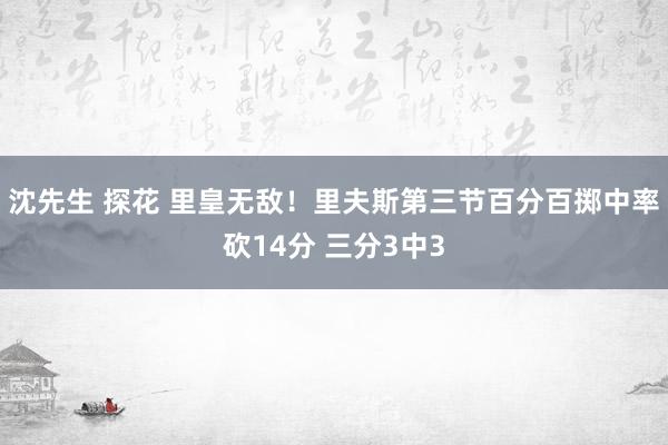 沈先生 探花 里皇无敌！里夫斯第三节百分百掷中率砍14分 三分3中3